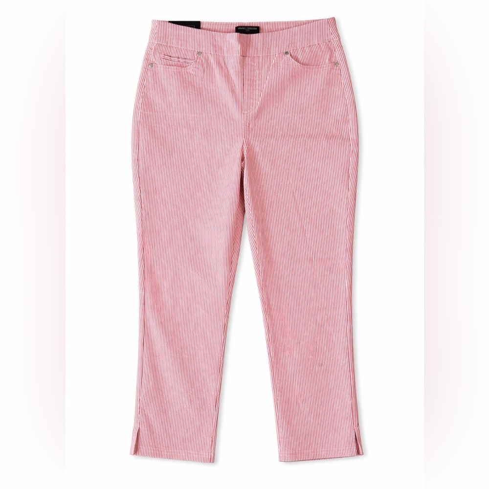 Mario Serrani Italy Comfort Stretch Capri Pants Red Stripe M NWT